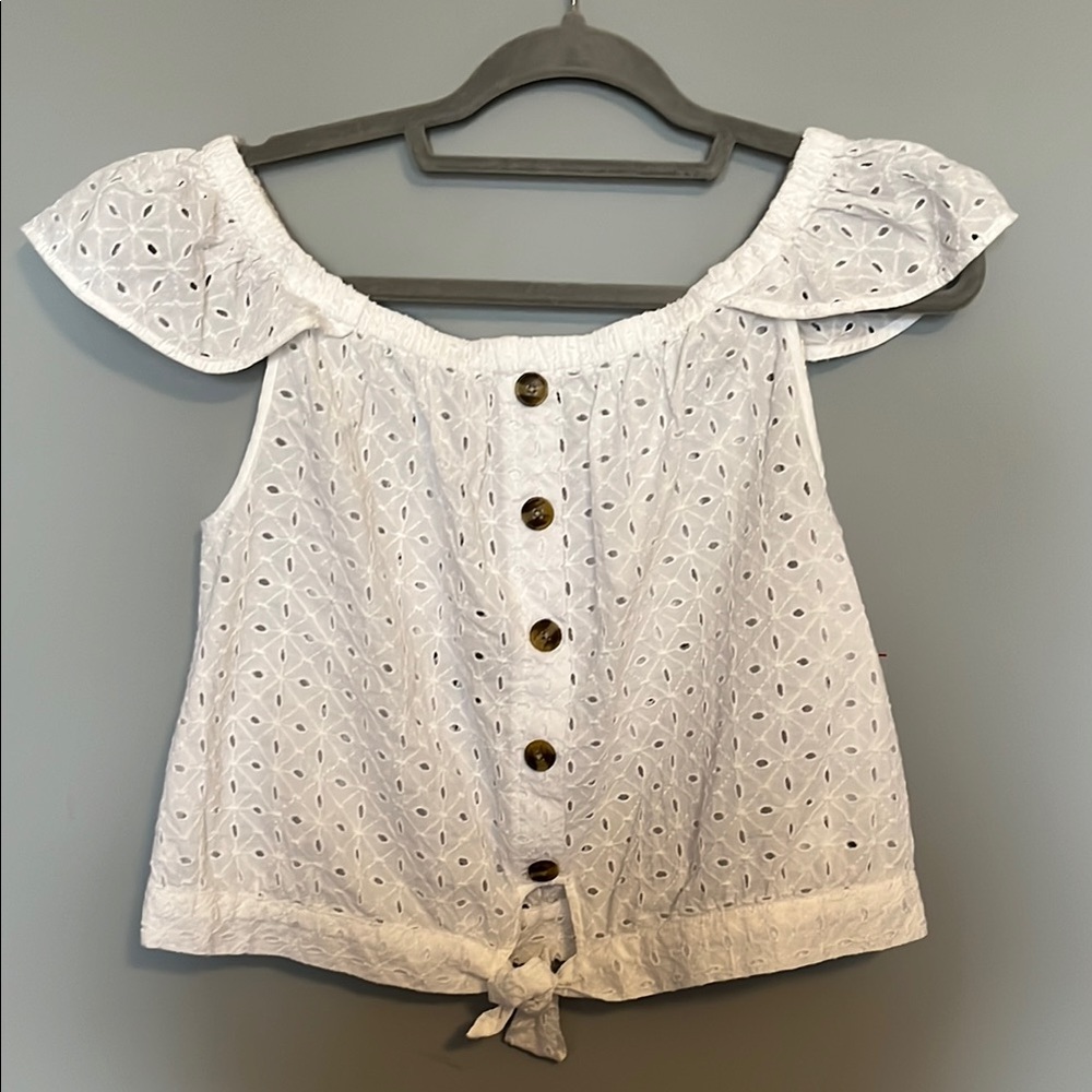 White Eyelet Off-Shoulder Top